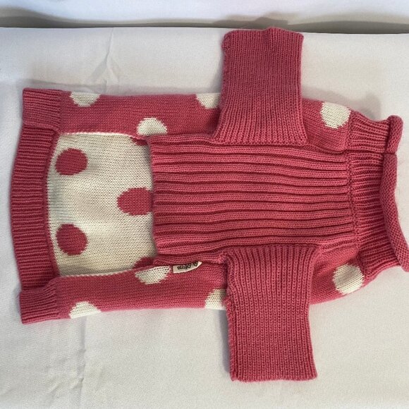 Pet  Stinky-g Pink With White Polka Dots Knitted Sweater - Picture 4 of 10